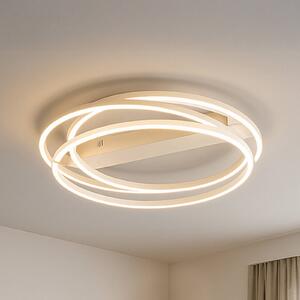 FISCHER & HONSEL LED stropní svítidlo Kiku, Ø 56 cm, písková, kov,, stmívatelný, Krémová / jantar, Obývací pokoj / jídelna, kov, Moderní