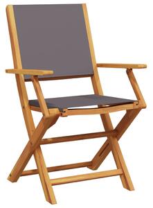 3dílný bistro set antracitový textil a masivní dřevo