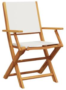 3dílný bistro set krémově bílý textil a masivní dřevo