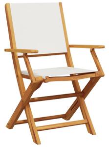 3dílný bistro set krémově bílý textil a masivní dřevo