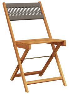 3dílný bistro set šedý polypropylen a masivní dřevo