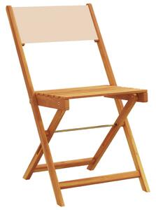 3dílný bistro set béžový textil a masivní dřevo