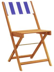 3dílný bistro set modrý a bílý textil a masivní dřevo