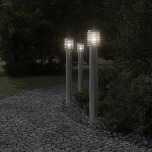 Venkovní stojací lampy se zásuvkou 3 ks stříbrné 110 cm ocel