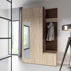 Předsíňová stěna Emi 20 - dub Sonoma Barva čalounění: Hnědá - Trinity 07