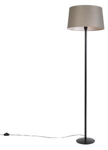 Stojací lampa černá s lněným stínítkem taupe 45 cm - Simplo