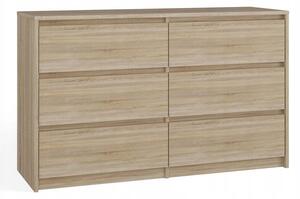 KOMODA KARO K120 DUB SONOMA 6 ZÁSUVEK 120 CM SKŘÍŇKA DO OBÝVACÍHO POKOJE LOŽNICE