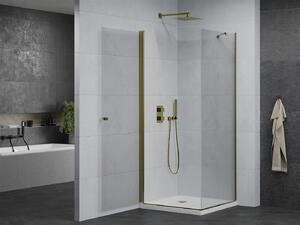 Mexen Pretoria sprchový kout 90 x 90 cm, 6mm sklo, zlatý profil-čiré sklo + slim sprchová vanička 5cm, 852-090-090-50-00-4010
