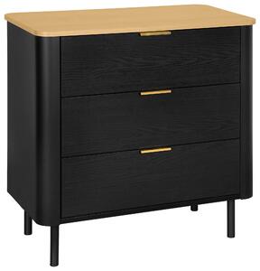 KOMODA, černá, barvy dubu, 73/75/40 cm Xora - Komody na nožičkách, Online Only