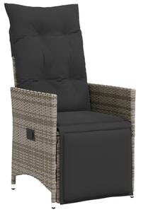 5dílný zahradní bistro set s poduškami šedý polyratan