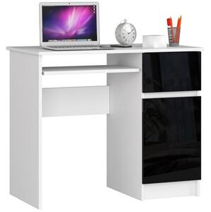 Počítačový stůl PIKSEL pravá bílá/černá lesk