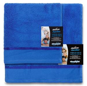 Jednobarevný froté ručník z extra jemné bavlny (mikrobavlny). Barva ručníku je tmavě modrá. Rozměr ručníku 50x100 cm. Plošná hmotnost 450 g/m2. Praní na 60°C