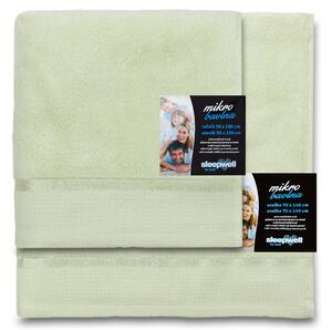  Jednobarevný froté ručník z extra jemné bavlny (mikrobavlny). Barva ručníku je pistáciová. Rozměr ručníku 50x100 cm. Plošná hmotnost 450 g/m2. Praní na 60°C