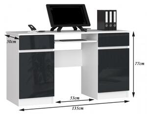 Počítačový stůl A5 bílá/grafit lesk