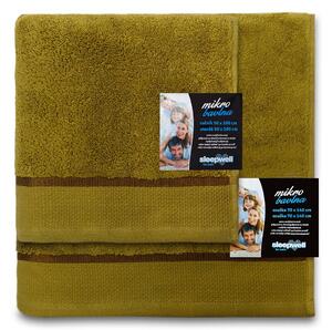 Jednobarevný froté ručník z extra jemné bavlny (mikrobavlny). Barva ručníku je khaki. Rozměr ručníku 50x100 cm. Plošná hmotnost 450 g/m2. Praní na 60°C