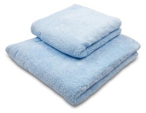  Jednobarevný froté ručník z extra jemné bavlny (mikrobavlny). Barva ručníku je světle modrá. Rozměr ručníku 50x100 cm. Plošná hmotnost 450 g/m2. Praní na 60°C