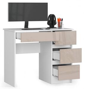 Počítačový stůl A7 pravá bílá/cappuccino