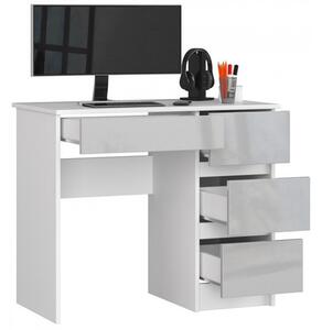 Počítačový stůl A7 pravá bílá/metalic lesk