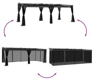 Altán se síťovanými stěnami antracitový 6 x 3 m ocel