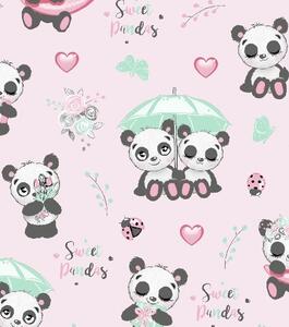 Metráž bavlněná látka pandy na růžové | RTex