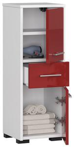 Koupelnová skříňka Fin 2D 1SZ bílá/červená lesk