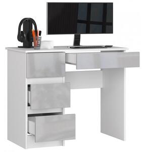 Počítačový stůl A7 levá bílá/metalic lesk