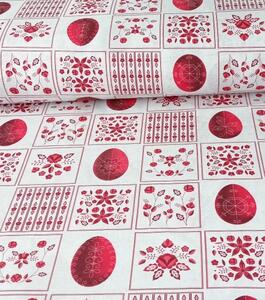 Metráž látka Loneta velikonoční kraslice červené patchwork | RTex