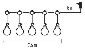 EMOS LED venkovní řetěz – 20x párty žárovky, 7,6m teplá bílá DCPW07