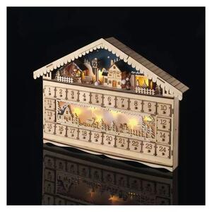 EMOS LED dřevěný adventní kalendář dům, 40x50cm DCWW01