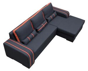 Rozkládací rohová sedačka VIPER černá / oranžová