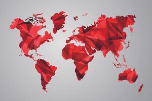 Tapeta červená mapa světa ve vektorové grafice