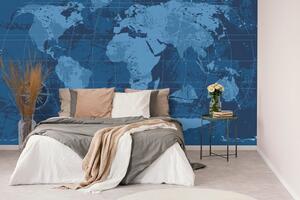 Tapeta rustikální mapa světa v modré barvě