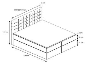 Čalouněná postel BARI šedá rozměr 160x200 cm