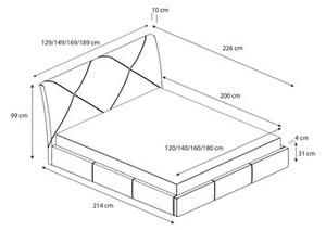 Čalouněná postel KARO rozměr 140x200 cm Šedá