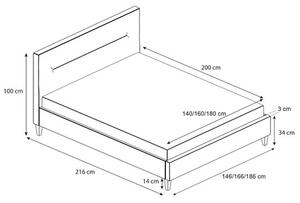 Čalouněná postel KAROLÍNA šedá rozměr 90x200 cm