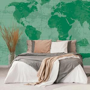 Samolepící tapeta rustikální mapa světa v zelené barvě