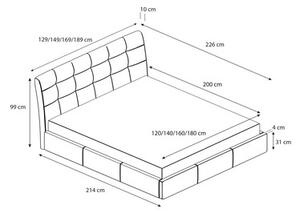 Čalouněná postel ADLO rozměr 160x200 cm Tmavě šedá