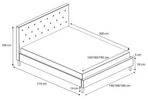 Čalouněná postel ŠIMON šedá rozměr 160x200 cm