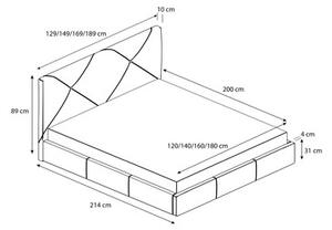 Čalouněná postel KARINO rozměr 120x200 cm Šedá