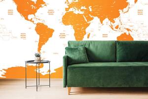 Samolepící tapeta mapa světa s jednotlivými státy v oranžové barvě