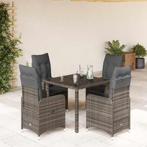 5dílný zahradní bistro set s poduškami šedý polyratan 3277032