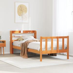 Rám postele s čelem voskově hnědý 100 x 200 cm masivní borovice 3306596