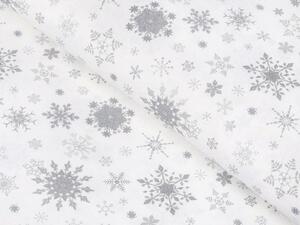 Biante Vánoční bavlněný běhoun na stůl Sandra SA-116 Stříbrné sněhové vločky na bílém 20x120 cm