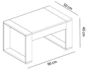 Konferenční stolek RETRO 90x50 cm bílá/hnědá