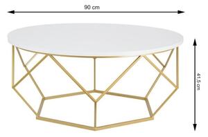 Konferenční stolek DIAMOND 41,5x90 cm zlatá/bílá