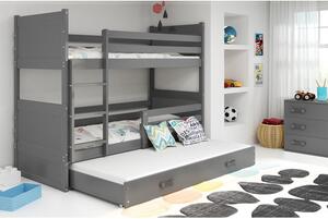 Dětská patrová postel s výsuvnou postelí RICO 190x80 cm Bílá Šedá