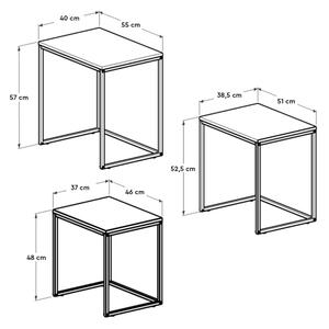 SADA 3x Konferenční stolek 55x40/51x39/46x37 cm černá