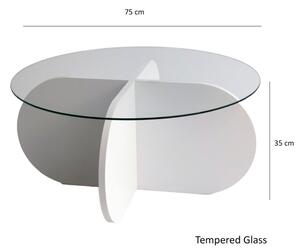Konferenční stolek BUBBLE 75 cm bílá/čirá