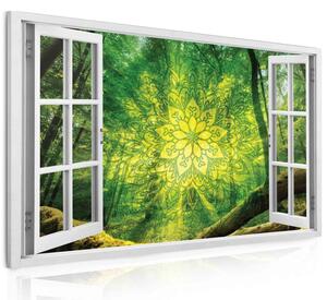Obraz na zeď - okno lesní strážce - 120x80 cm SLEVA 51 %