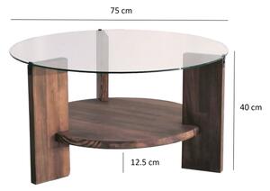 Konferenční stolek MONDO 75 cm hnědá/čirá